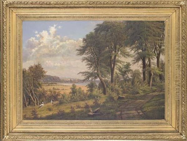 A View Towards The Lake Oil Painting by Gerhard V.E. Heilmann