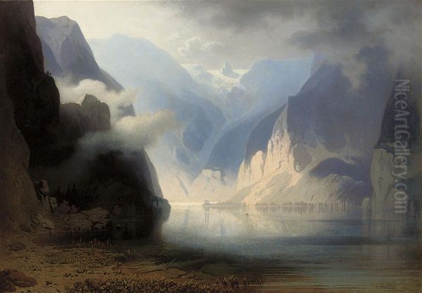 Lake Konigsee, Berchtesgaden In Germany Oil Painting by Karl Heilmayer