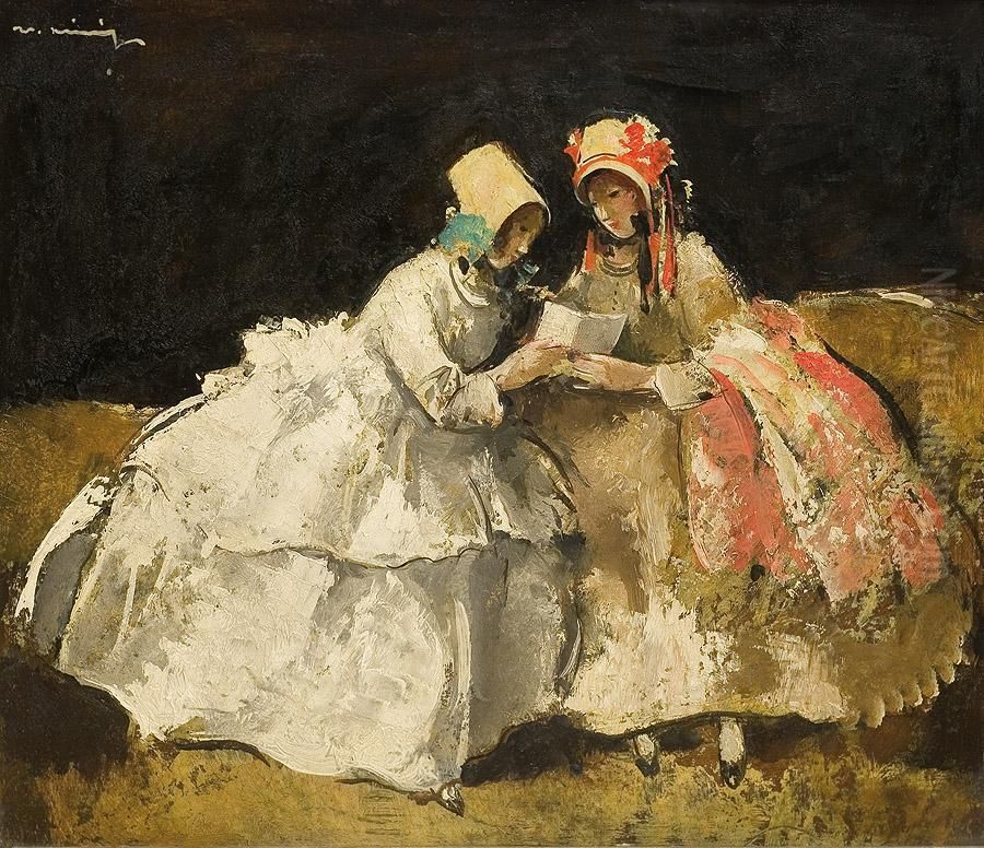 Ladies Oil Painting by Walter Heimig