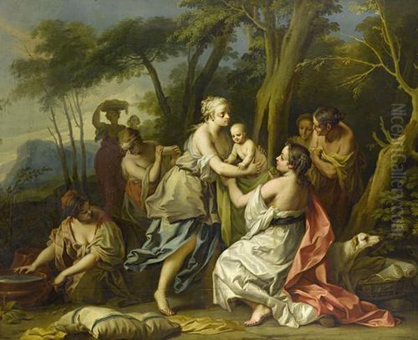 The Finding Of Oedipus Oil Painting by Johann Heinrich Keller