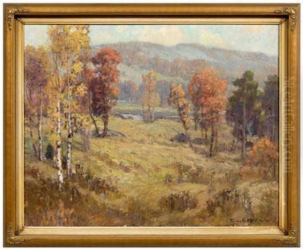 Mountain Meadow Landscape In
 Autumn Oil Painting by Knute Heldner