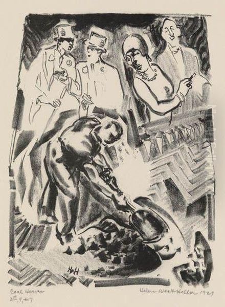 Coal Heaver Oil Painting by Helen West Heller