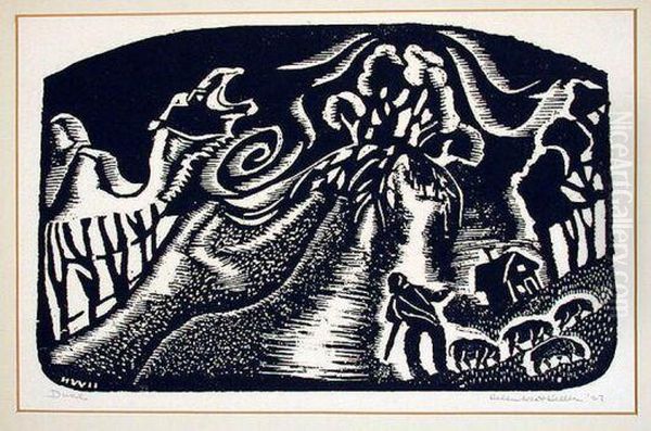 Cop; Flogging; Dune; The Beach At Cedar Street Oil Painting by Helen West Heller