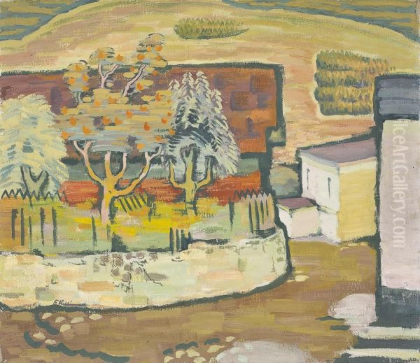 Dorfansicht Oil Painting by Berthold Hellingrath
