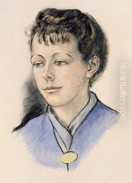 Portrait Der Jungen Frau Roseck Oil Painting by Berthold Hellingrath