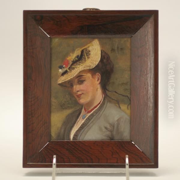 Portrait Of A Smiling Woman. Oil Painting by Lionel Charles Henley