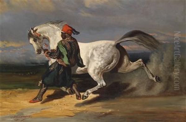 The Grey Oil Painting by Leon-Charles Hermann
