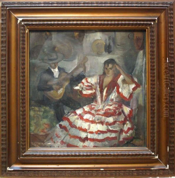 Escena Andaluza Oil Painting by Daniel Hernandez Morillo