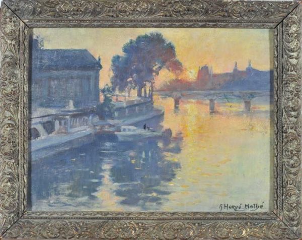 Soir Sur La Seine Oil Painting by Jules Alfred Herve-Mathe