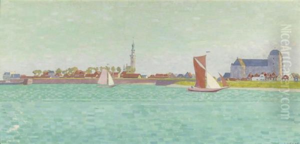 A View Of Veere, Zeeland Oil Painting by Jan Heyse