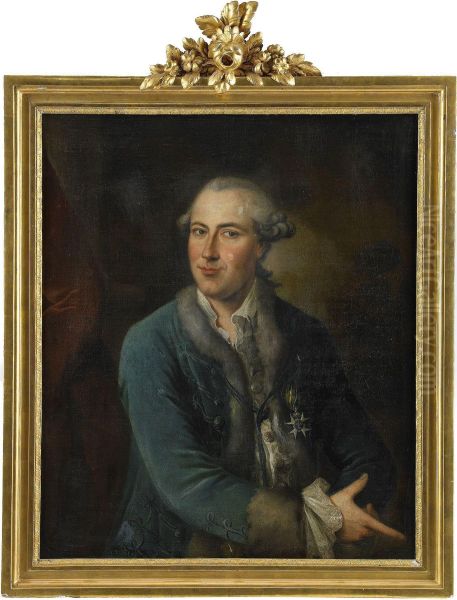 Portratt Av Overstathallaren Friherre Carl Sparre Oil Painting by Christopher Hieronymus Johansen