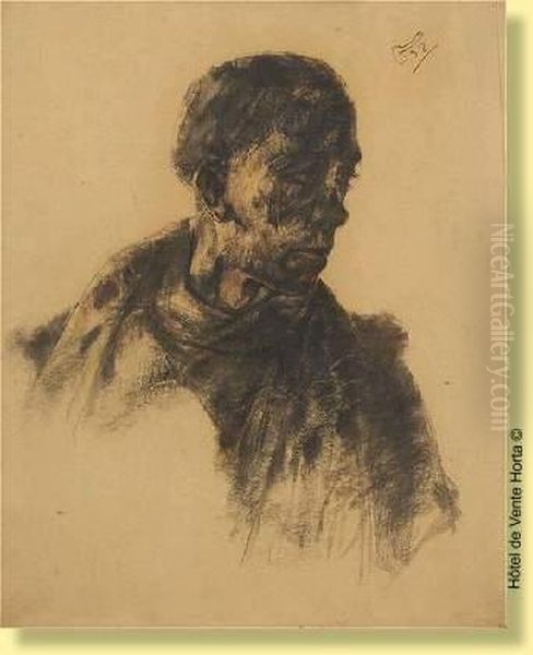 Mineur De Profil Oil Painting by Georges Jules Higuet