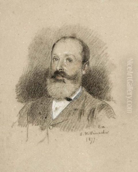 Portrait D'homme (alexandre Geffrier) Oil Painting by Eugene-Ernest Hillemacher