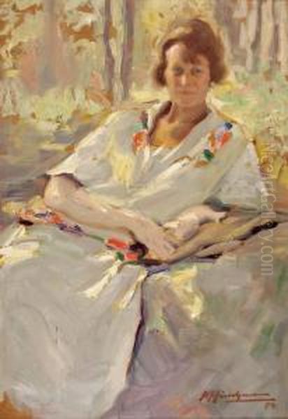 Damenportrat Oil Painting by Max Hirschenauer