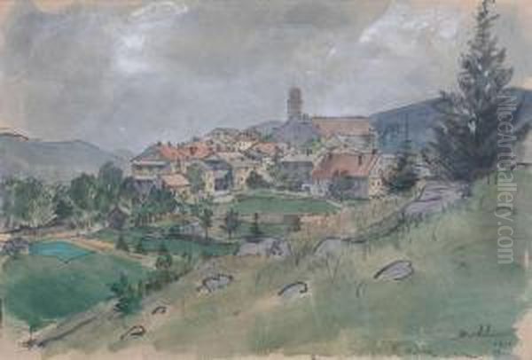 'les Rousses-jura' Oil Painting by Ernst I Hodel
