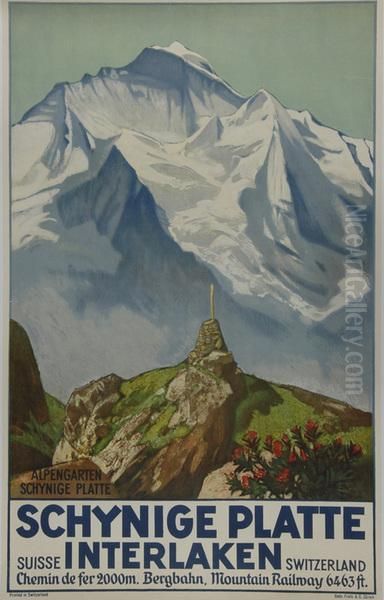 Schynige Platte Interlaken Oil Painting by Ernst Ii Hodel