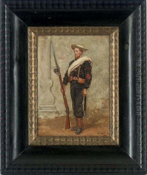 Portrait Of A Blue Jacket From The Naval Brigade On Service In Egypt Oil Painting by John Evan Hodgson