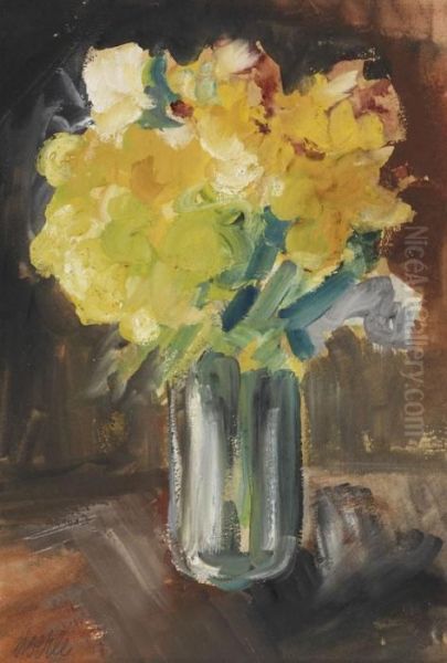 Blumenstraus In Einer Glasvase Oil Painting by Heinrich Hoerle
