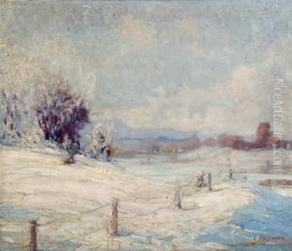Winter Landscape Oil Painting by Carl Hoerman