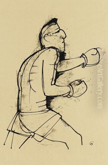Boxer Oil Painting by Carl Hofer