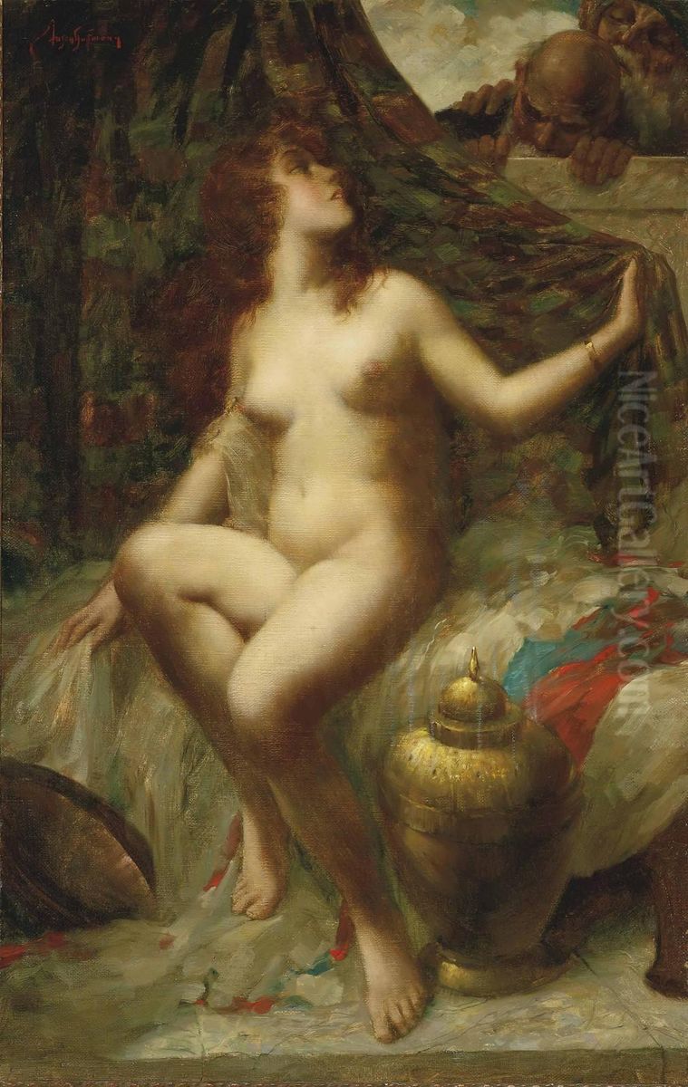 Susanna And The Elders Oil Painting by Eugen Hoffmann