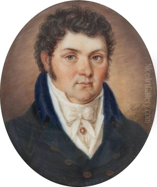 Man In Blue Justaucorp Oil Painting by Salomon Hofling