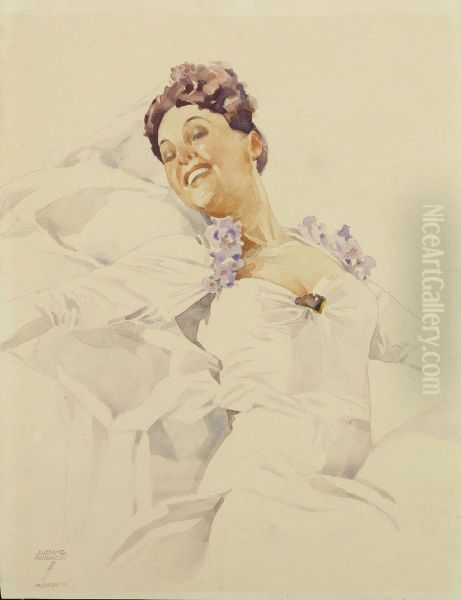 Frauenbildnis Oil Painting by Ludwig Hohlwein