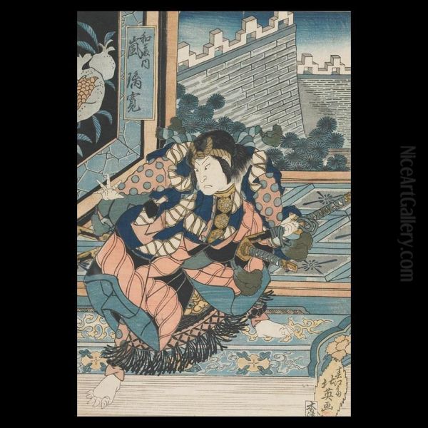 The Actor Arashi Rikan Oil Painting by Shunbaisai Hokuei