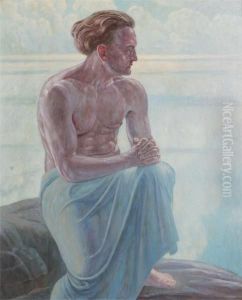 Man With Bared Torso Near The Coast