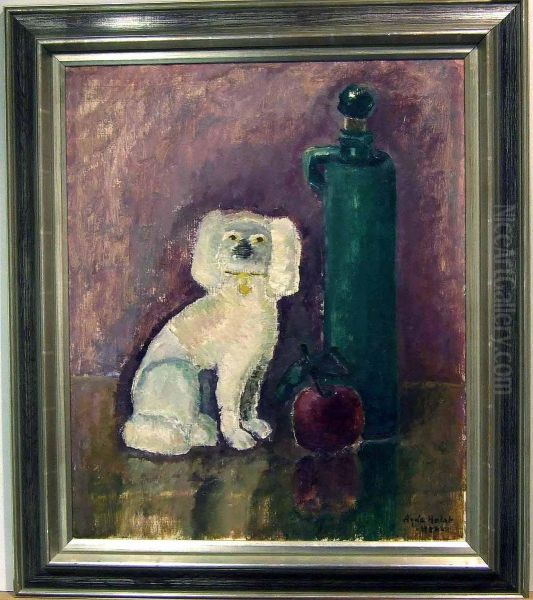 Stilleben Med Hund Och Apple. Oil Painting by L. Holst