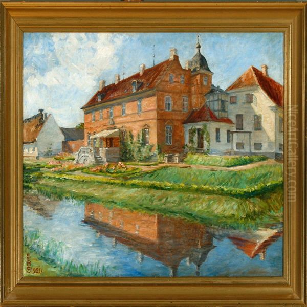 View Of Hollufgaard Manor Oil Painting by Suzette C. Skovgaard Holten