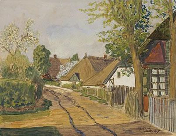 Wustrow. Dorfstrasse Oil Painting by Erich Theodor Holtz