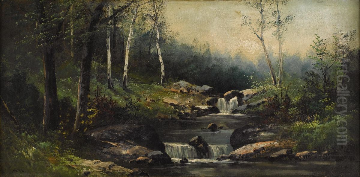 Mountain Stream Oil Painting by Erich Theodor Holtz