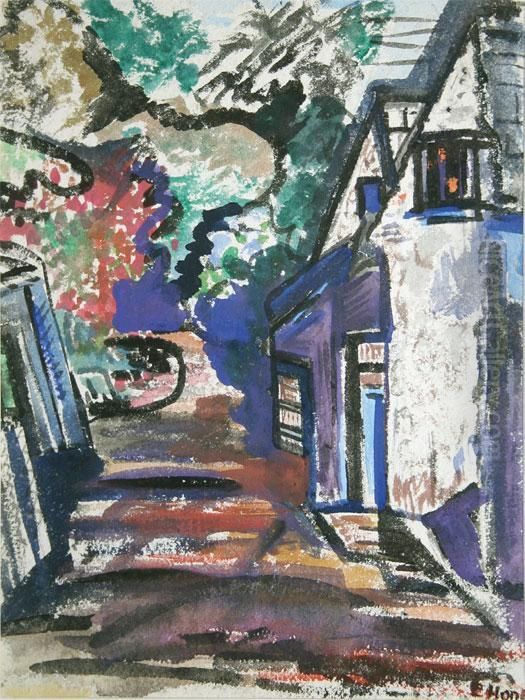 Continental Village Oil Painting by Evie Sydney Hone