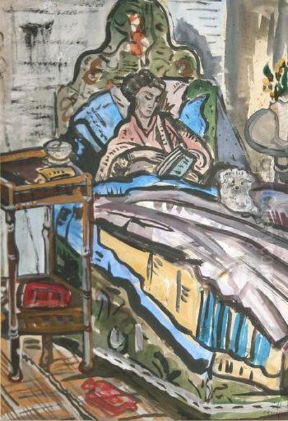 Woman In Bed Oil Painting by Evie Sydney Hone