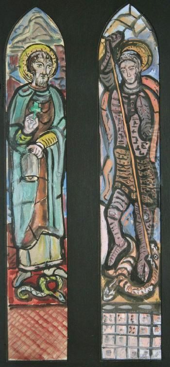 Stained Glass Studies - St Patrick Oil Painting by Evie Sydney Hone