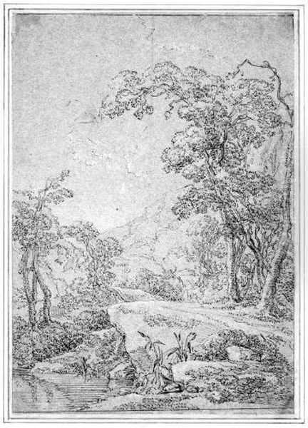 Italienische Waldlandschaft. Oil Painting by Adriaen Honing