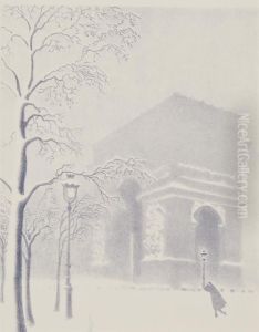 Washington Arch In Snow; Washington Arch In Snow With Bus Washington Arch In Snow; Washington Arch In Snow With Bus