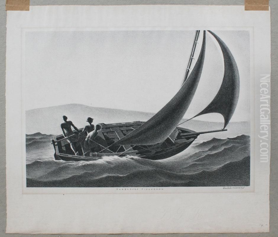 Barbadoes Fisherman Oil Painting by Ellison Hoover