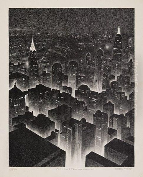 Manhattan Midnight Oil Painting by Ellison Hoover