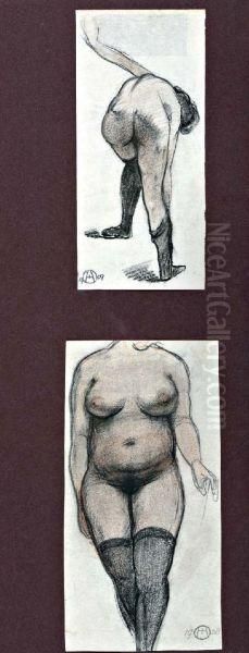 Naaktstudies Oil Painting by Eduard Houbolt