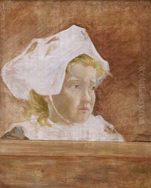 Portrait De Jeune Bretonne Oil Painting by Thomas Hovenden