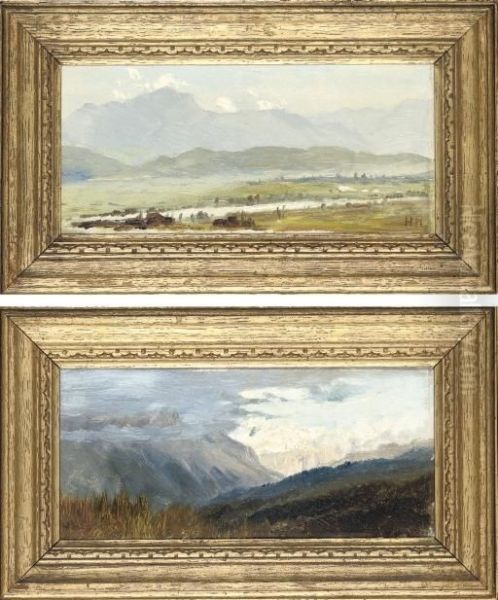 The Valley Of The Inn; A Stormy Evening Near Cortina Oil Painting by Howard, H.