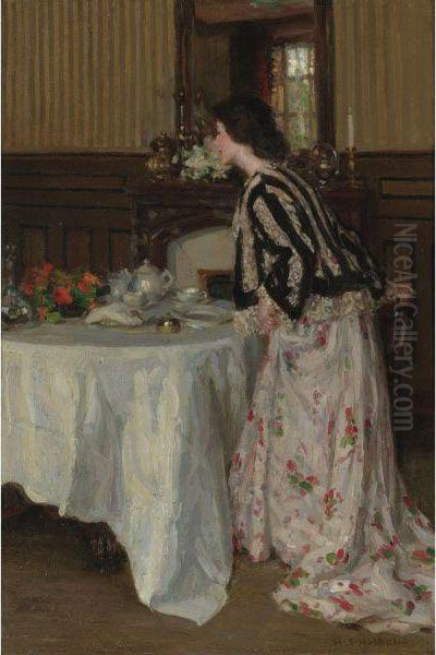 Tea Time Oil Painting by Henry Salem Hubbell