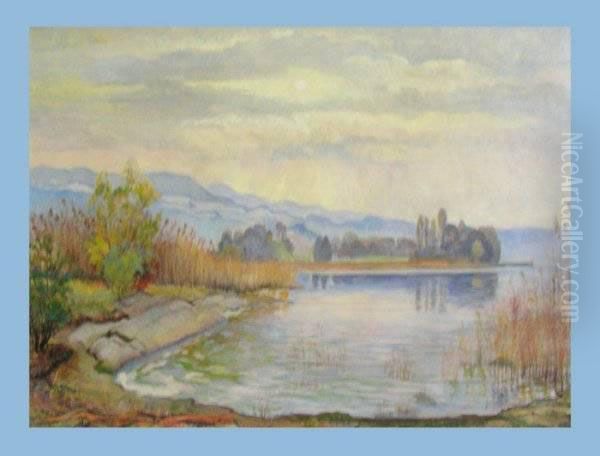 Ufenau Oil Painting by Karl Theodor Huber