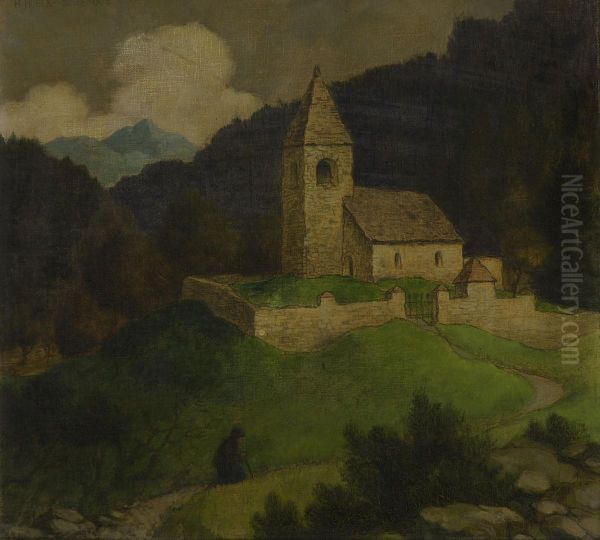Auf Dem Weg Zur Kirche Oil Painting by Hans Huber-Sulzemoos