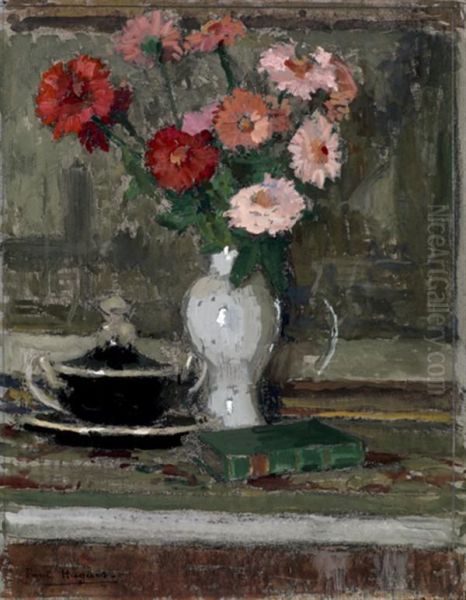 Nature Morte Au Livre Oil Painting by Paul Jean Hugues
