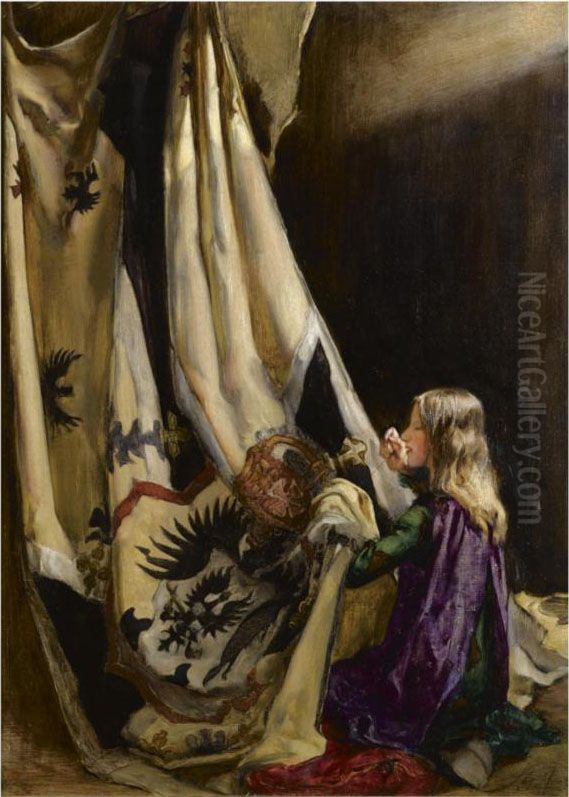 The Flagmender Oil Painting by John Young Hunter