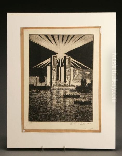 Electrical Building At Night, Chicago World's Fair Oil Painting by Edward Timothy Hurley