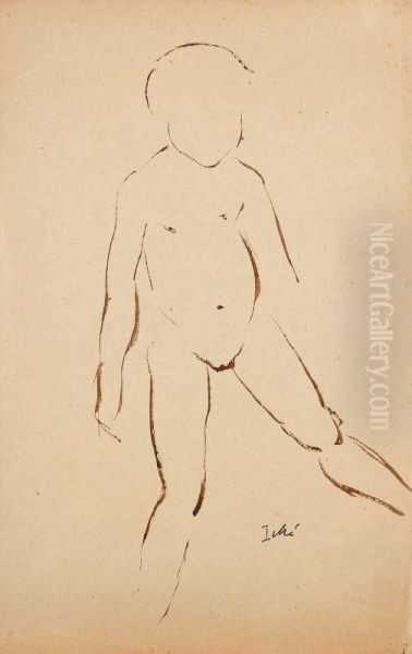 Etude D'une Fillette Nue Oil Painting by Rene Iche